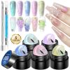 Limegirl Pink Purple Aurora Solid Non Stick Hand Extension Set Nail Gel Polish Dream Color Acrylic Building UV Gel Varnish Nails