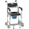 HOMCOM 3-in-1 Shower Commode Wheelchair, Accessible Transport Commode Medical Rolling Chair, Black