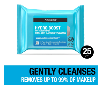 Neutrogena Hydro Boost Makeup Remover Wipes & Face Cleansing Towelettes, 25 Count