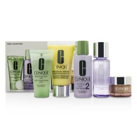 Clinique - Daily Essentials Set (Dry Combination): All About Eyes 15ml + Liquid Soap 30ml + MakeUp Remover 50ml + Clarifying Lotion 2 60ml + DDML