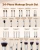 VEVOR 34PCS Makeup Brush Set for Foundation Blending Eyeshadow with Soft Bristle