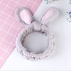 Girl Korean simple plush cute rabbit ears head decoration face wash makeup knotted hair band collar