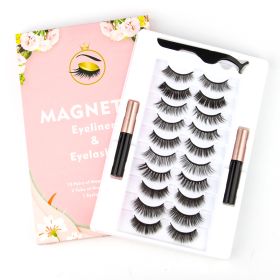 Magnetic Eyelashes Set 3/4/5/10 Pairs Natural Magnet False Eyelashes Makeup Kit Reusable Soft Mink Lashes Eyelash Extension Tool (Color: 10Pairs-6D-10-M)