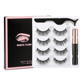 Magnetic Eyelashes Set 3/4/5/10 Pairs Natural Magnet False Eyelashes Makeup Kit Reusable Soft Mink Lashes Eyelash Extension Tool (Color: 4 Pair-6D-23-M)