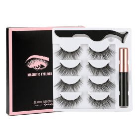 Magnetic Eyelashes Set 3/4/5/10 Pairs Natural Magnet False Eyelashes Makeup Kit Reusable Soft Mink Lashes Eyelash Extension Tool (Color: 4 Pair-6D-22-M)