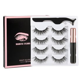 Magnetic Eyelashes Set 3/4/5/10 Pairs Natural Magnet False Eyelashes Makeup Kit Reusable Soft Mink Lashes Eyelash Extension Tool (Color: 4 Pair-6D-24-M)