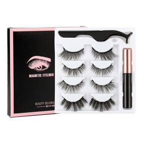 Magnetic Eyelashes Set 3/4/5/10 Pairs Natural Magnet False Eyelashes Makeup Kit Reusable Soft Mink Lashes Eyelash Extension Tool (Color: 4 Pair-6D-25-M)
