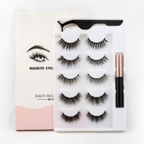 Magnetic Eyelashes Set 3/4/5/10 Pairs Natural Magnet False Eyelashes Makeup Kit Reusable Soft Mink Lashes Eyelash Extension Tool (Color: 5 Pairs-6D-15-M)