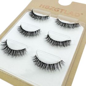 NEW Wholesale Mink Eyelashes 3pair lashes invisible band mink lashes reusable false eyelashes Makeup in Bulk (Color: 3pairs5d09)