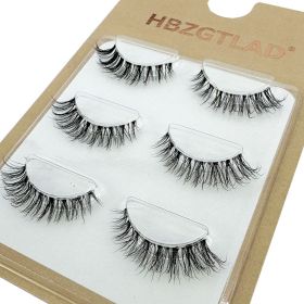 NEW Wholesale Mink Eyelashes 3pair lashes invisible band mink lashes reusable false eyelashes Makeup in Bulk (Color: 3pairs5d12)