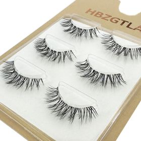 NEW Wholesale Mink Eyelashes 3pair lashes invisible band mink lashes reusable false eyelashes Makeup in Bulk (Color: 3pairsBl)