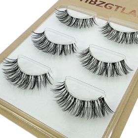 NEW Wholesale Mink Eyelashes 3pair lashes invisible band mink lashes reusable false eyelashes Makeup in Bulk (Color: 3pairs47)