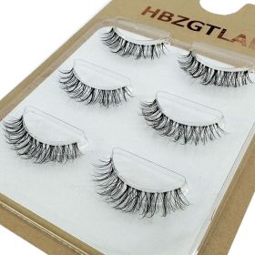 NEW Wholesale Mink Eyelashes 3pair lashes invisible band mink lashes reusable false eyelashes Makeup in Bulk (Color: 3pairs5d04)