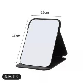 Folding Makeup Mirror High-quality Portable Desktop Makeup Mirror Single-side Creative Women Solid Color Standing Makeup Mirror (Color: black-S)