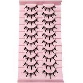 New 14/10/7/5Pairs Manga Lashes Natural Eyelashes Soft Cross Wispy Clear Band False Eyelashes Doll Eyes Lashes Cosplay Extension (Color: 10PairsSCH)