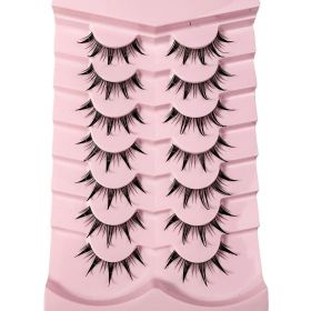 New 14/10/7/5Pairs Manga Lashes Natural Eyelashes Soft Cross Wispy Clear Band False Eyelashes Doll Eyes Lashes Cosplay Extension (Color: 7PairsSCH)