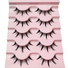 New 14/10/7/5Pairs Manga Lashes Natural Eyelashes Soft Cross Wispy Clear Band False Eyelashes Doll Eyes Lashes Cosplay Extension (Color: 5PairsSCH)