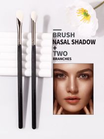2PCS Cangzhou Sickle Nose Shadow Brush for Sculpting, Nose Wing Halo Dyeing, Super Soft Makeup Brush, Diagonal Nose Brush Tool (Handle Color: black)