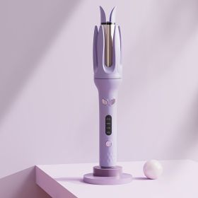 Automatic Hair Curler 28mm Negative Ions Electric Ceramic Curling Hair Stick Rotating Curl Waves Anti-Tangle Curling Iron Styler (Plug Type: US, Color: Purple)