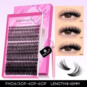 GROINNEYA Fluffy Lash Clusters Kit Thick 60-100D Volume Eyelash Clusters Wispy Individual Lashes Cluster Eyelash Extensions DIY (Color: FH06 Kit)