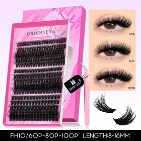 GROINNEYA Fluffy Lash Clusters Kit Thick 60-100D Volume Eyelash Clusters Wispy Individual Lashes Cluster Eyelash Extensions DIY (Color: FH10 Kit)