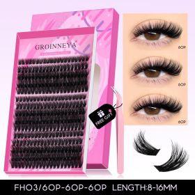 GROINNEYA Fluffy Lash Clusters Kit Thick 60-100D Volume Eyelash Clusters Wispy Individual Lashes Cluster Eyelash Extensions DIY (Color: FH03 Kit)