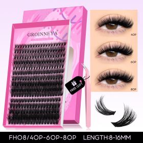 GROINNEYA Fluffy Lash Clusters Kit Thick 60-100D Volume Eyelash Clusters Wispy Individual Lashes Cluster Eyelash Extensions DIY (Color: FH08 Kit)