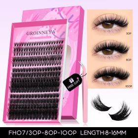 GROINNEYA Fluffy Lash Clusters Kit Thick 60-100D Volume Eyelash Clusters Wispy Individual Lashes Cluster Eyelash Extensions DIY (Color: FH07 Kit)