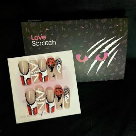 Love Scratch Orange Extra Long Hand-painted Press-on Nails (size: S)