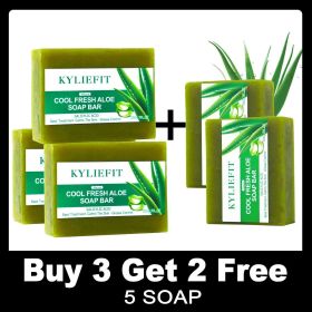 KYLIEFIT Cool Fresh Aloe Soap Bar, Reduce Acne and Black Spots, Clean Skin, Oil Control, Exfoliation, For Face And Body Use (Smell: BUY 3 GET 2 FREE)