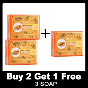 AILKE Skin Brightening Soap -Organic Papaya Soap For Radiant Skin, Clean Stains, Improves Dull Skin, Face & Body & Hands (Smell: BUY 2 GET 1 FREE)